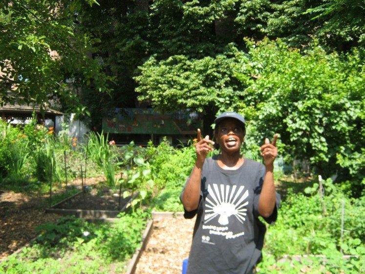 Kimberly at the Davidson Avenue Community Garden in the Bronx used the toolkit to measure volunteer time donated to the garden. She discovered that local kids were playing an important role in keeping the garden going. Photo: Liz Barry