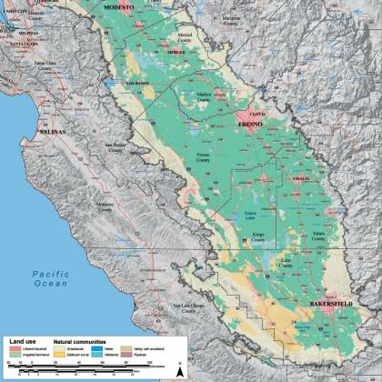 Land use and land cover in the Central Valley in 2000. Map produced by the ESRP.