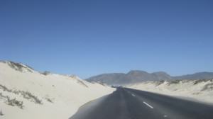 This poorly planned coastal road that circumnavigates the Cape Flats is the setting of an ongoing battle between nature and the built city. Photo: Pippin Anderson