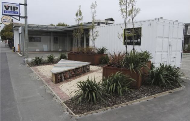 The garden at a year old. There's now a builder's shipping container at its rear, which provides some wind shelter. http://greeningtherubble.org.nz