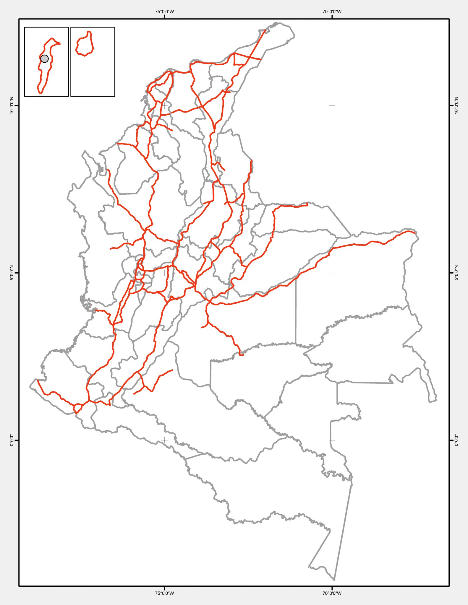 Primary and Secondary Roads. Source: Instituto Humboldt, 2011 