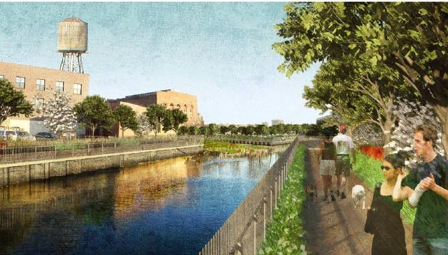 Rendering of Gowanus Canal Sponge Park.” Credit: dlandstudio