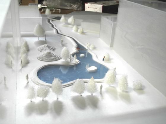 The model(1/100) of the school biotope by Keitaro ITO Lab, 2003. Photo: K. ITO