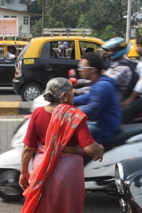 Crossing traffic in downtown Mumbai. Photo: David Maddox