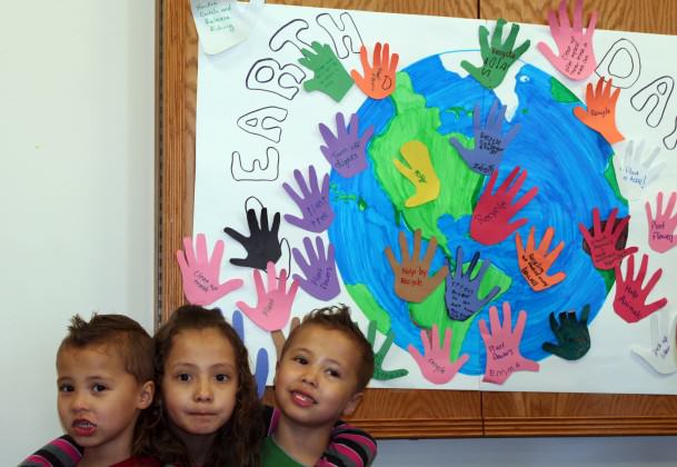 Children and their parents participating in Earth Day activities at Fort Drum, NY.