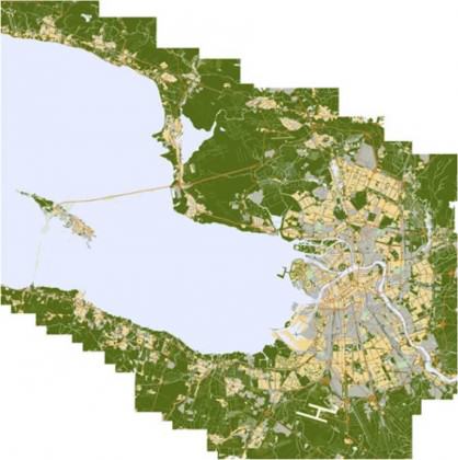 Plan of St. Petersburg with Gulf of Finland and Forest Greenbelt