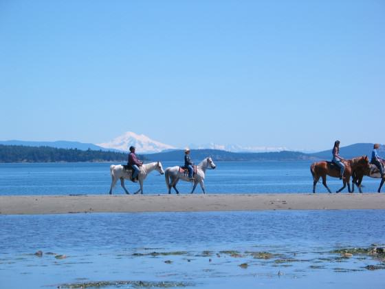 Horseback riding at Island View Beach Regional Park.  Photo CRD Image Library.