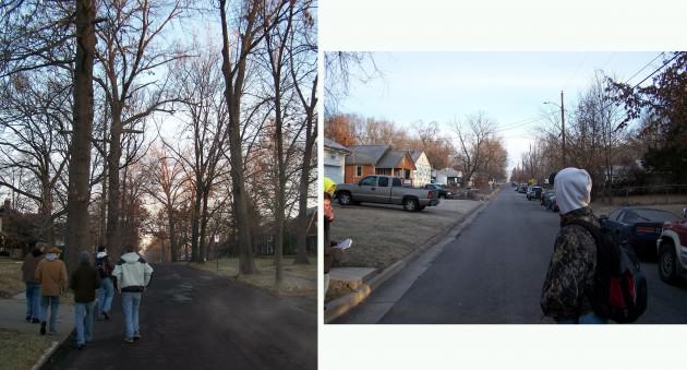 Two blocks on Edgewood / Aldeah / Alexander Avenue, January 2013. Left: more affluent, more white; Right:, 1 km north. less affluent, more mixed. Photos: Charles Nilon