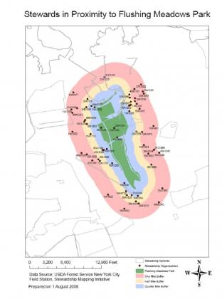 Example uses: Stewards in proximity to Flushing Meadow Park, New York