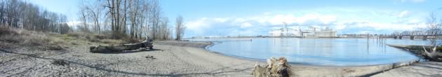 West Hayden Island Beaches with Port of Vancouver looming in the background. Photo: Bob Sallinger