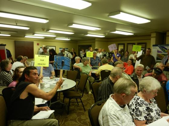 Manufactured Home Community Protesting Development in 2012. David Redthunder in foreground holding picture of eagle. Photo: Bob Sallinger