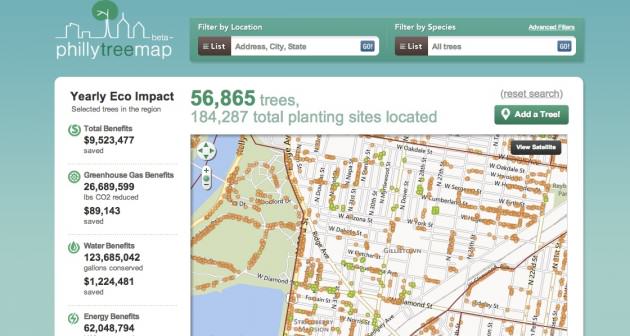 Looking at street trees in Philadelphia’s version of Open Tree Map. Source: Philly Tree Map