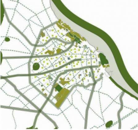 Fig. 1 Proposed green connectors and corridors. An interconnected network of tree- lined streets, boulevards, alleys and riparian remnant vegetation. Source: Buenos Aires Verge. SSPlan, MDU, 2011
