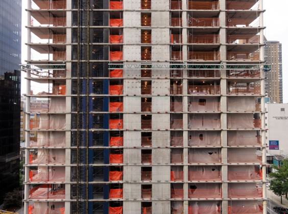 Reinforced concrete walls of a high-rise building under construction in Manhattan. Photo: Graham Coreil-Allen