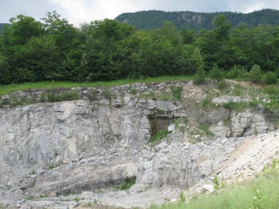 Edge of existing wollastonite ore mine, beyond which NYCO minerals will now expand. Photo by Mary Esch