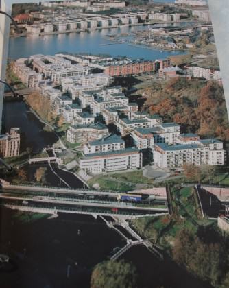 Fragment of Hammarby Sjöstad. Photo by Maria Ignatieva taken in Hammarby Sjöstad environmental information centre.  Eco duct is visible in the right corner of this picture.