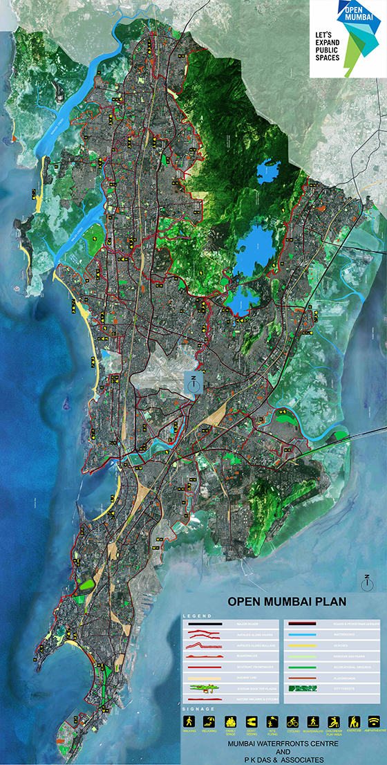 ‘Open Mumbai’ Plan suggests networking the various natural assets, enabling over 500 kms. of contiguous public open spaces for walking and cycling.