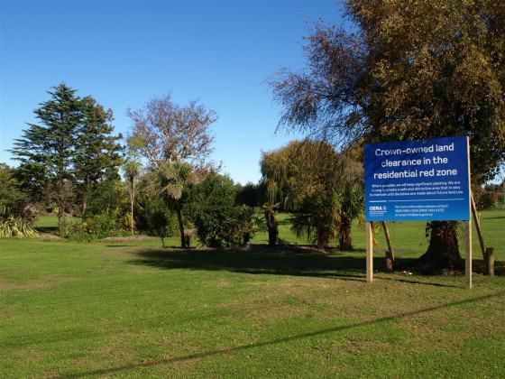 Parkland created by the Canterbury Earthquake Recovery Authority (CERA) after residential property demolition in the red zone. Photo: Glenn Stewart