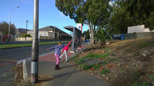 Local kids throwing seed bombs