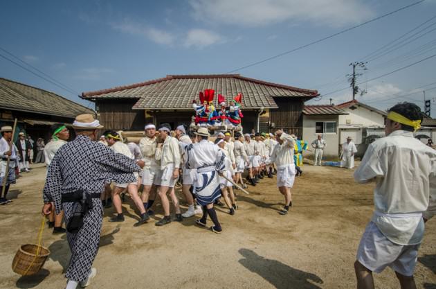 A wooden float which is carried around the village over the span of two days during Matsuri. Photo: Patrick M. Lydon 