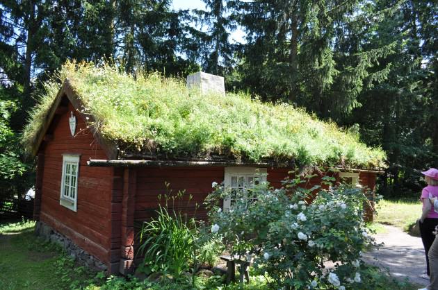 Traditional torvtak on the 19th century building in Skansen Museum, Stockholm, 2013