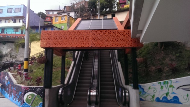 Medellín escalators. Photo: Mary Rowe.