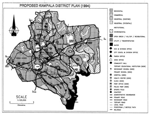 Structure Plan of Kampala 1994  Source: Van Nostrand Associate and KCC 1994