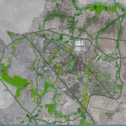 Streams of corridors consisting of watercourses, forests of trees, wetlands, mudflats and others would inevitably be rich sites of intense participation and social engagement, thus nurturing and enriching community life and networks. Waterfronts cannot be sustained as isolated or segregated edges from rest of the city. Credit: Master Plan prepared by P K Das & Associates for the town of Pimpri Chinchwad in Maharashtra, India