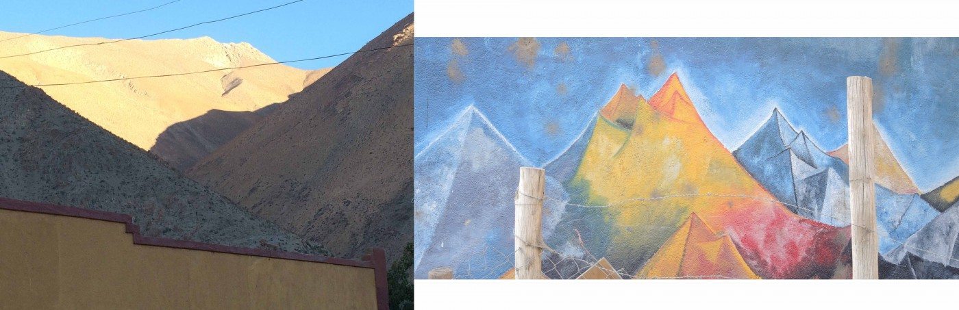Shapes and colors in the Valley are not only inspiration for planning, but for architecture (which can be designed to melt with the environments as observed on the LEFT), and for urban graffiti (RIGHT). Photos: Paula Villagra (left) and @KDP (right)