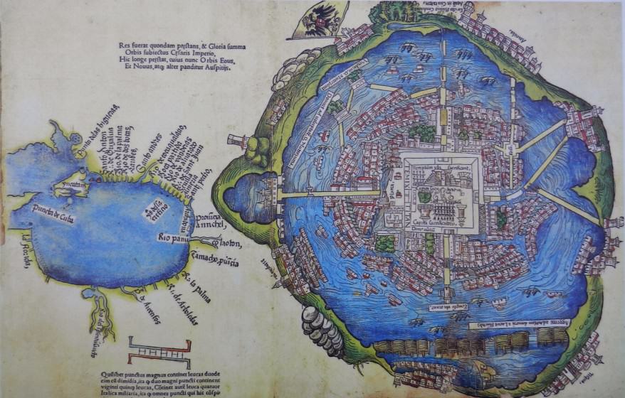 Tenochtitlan was an Aztec city located on an island in Lake Texcoco. Today, its ruins are in a central part of Mexico City.