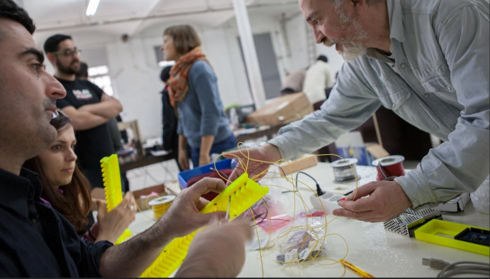 High tech beehive workshop. Photo: Mar Morey