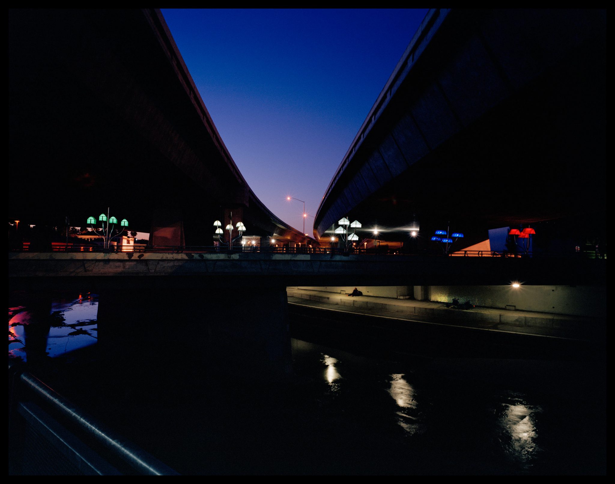 Floating Wold at Night. Work by Robin Lasser and Marguerite Perret. Photo by Robin Lasser