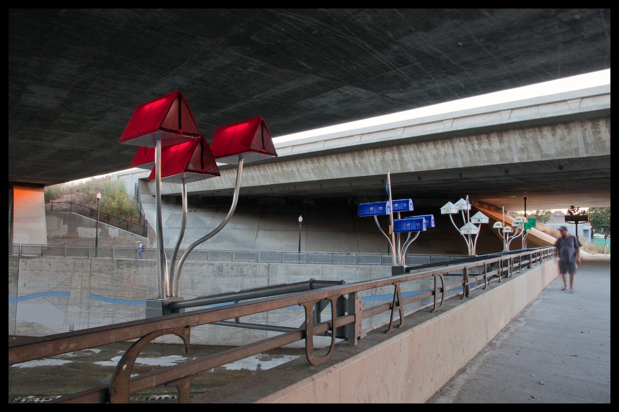 Floating World at Sunset. Work by Robin Lasser and Marguerite Perret. Photo by Robin Lasser