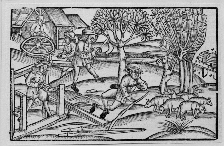 Rural Woodworking by Johan Gruninger, 16th century, Woodcut