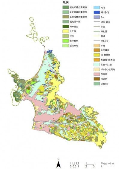 The biotope map in the city. Credit: T. Nakamatsu, Y. Hanada and K. Ito