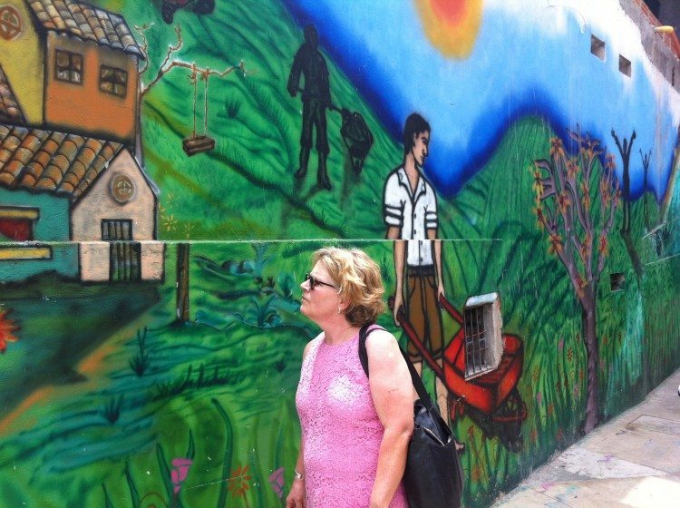 A large community mural in Barrio 13, Medellín, Colombia. Photo: David Maddox