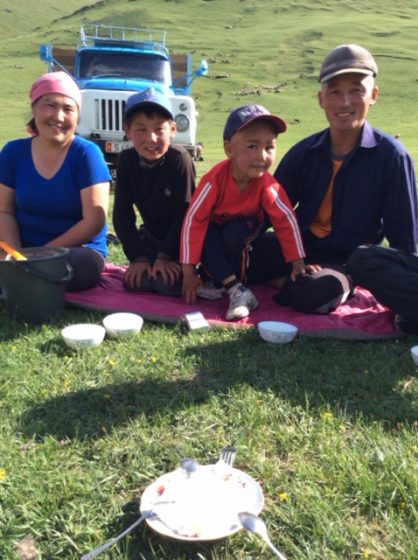 The Kirghiz family spending the summer in the mountain with their livestock. Photo: Pierre Noel