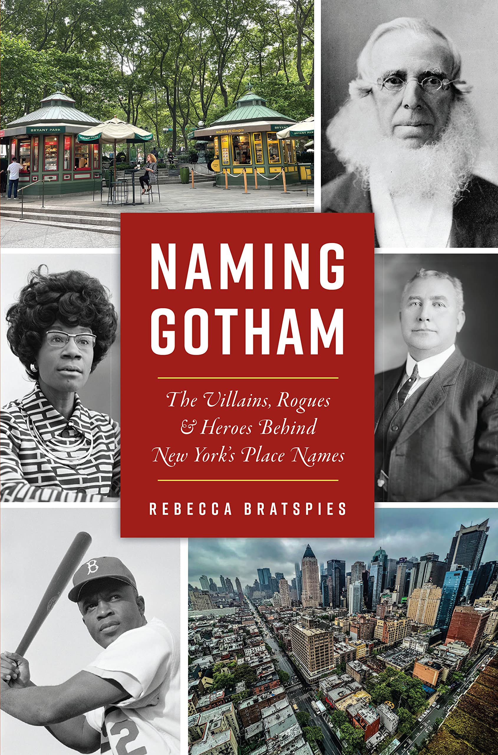 A picture of a cover of a book depicting several photos of people, buildings, and the NYC skyline