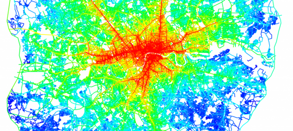 A picture of a map with the colors going from cooler to warmer as they get closer to the center