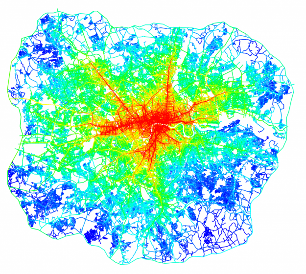 A picture of a map with the colors going from cooler to warmer as they get closer to the center