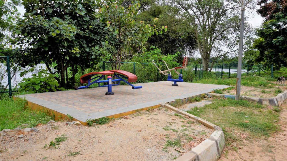 A picture of outdoor exercise equipment in a park