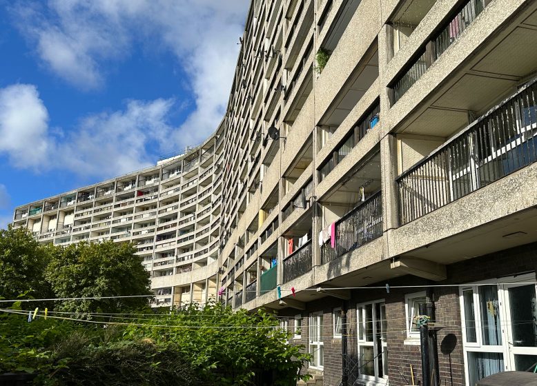 A large multi-level building with balconies