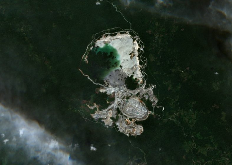 A Google Earth image of an open pit