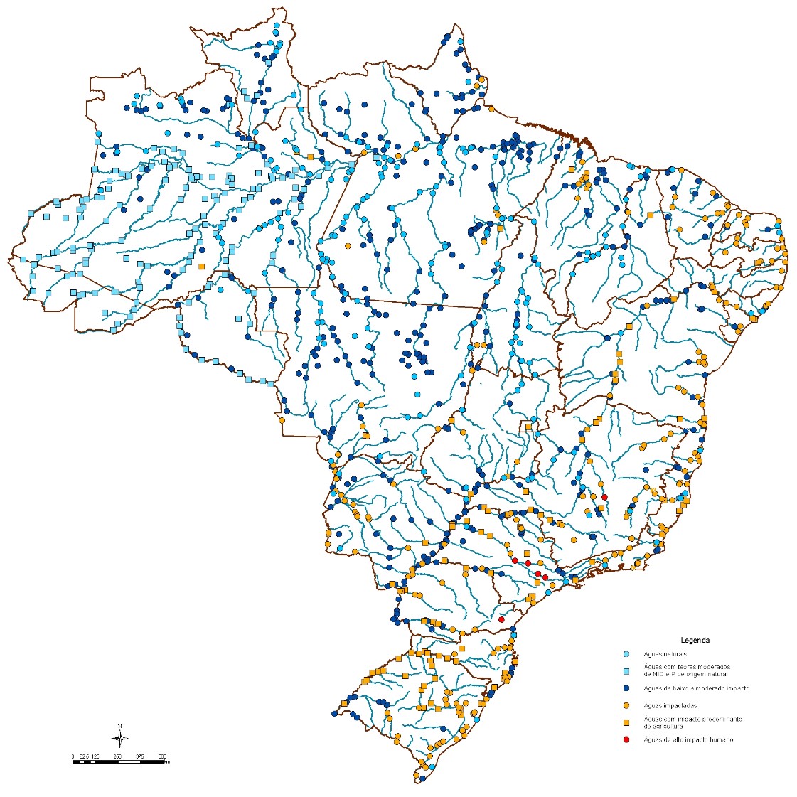 A map of Brazil showing every river