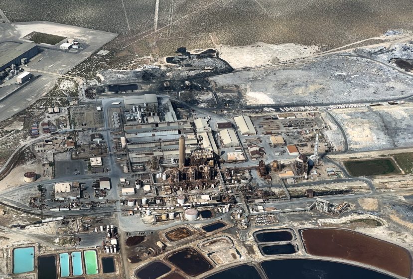 An aerial view of a factory