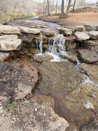 A small waterfall over rocks