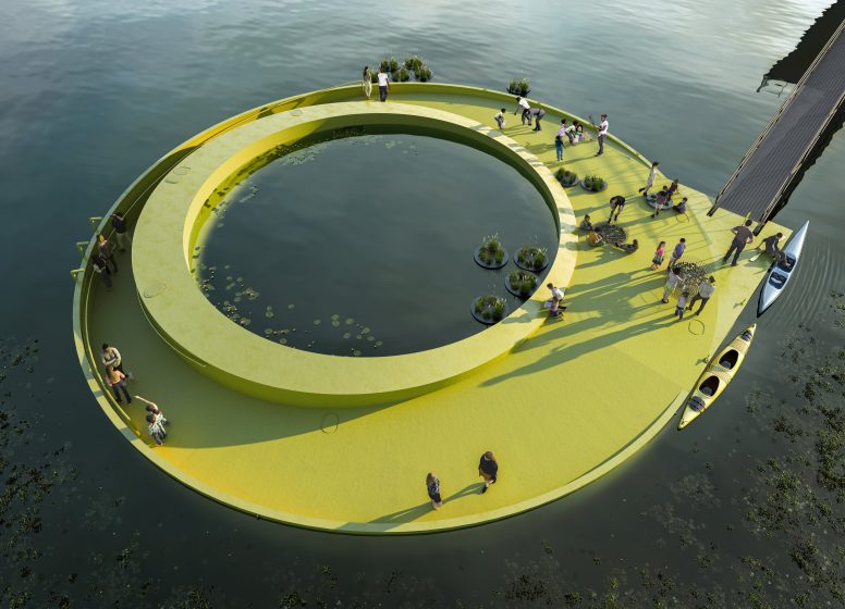 A concept image of a floating round walkway